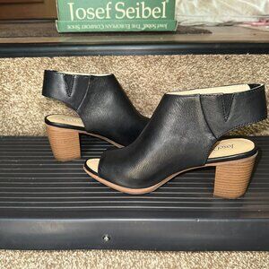 Josef Seibel US 6.5 Black Leather Block Heeled Ankle Boots Booties Size EU 37